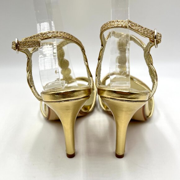 Touch‎ Ups Womens Size 6.5 Fran Gold Strappy Dress Sandals Heels Shoes - Picture 6 of 13